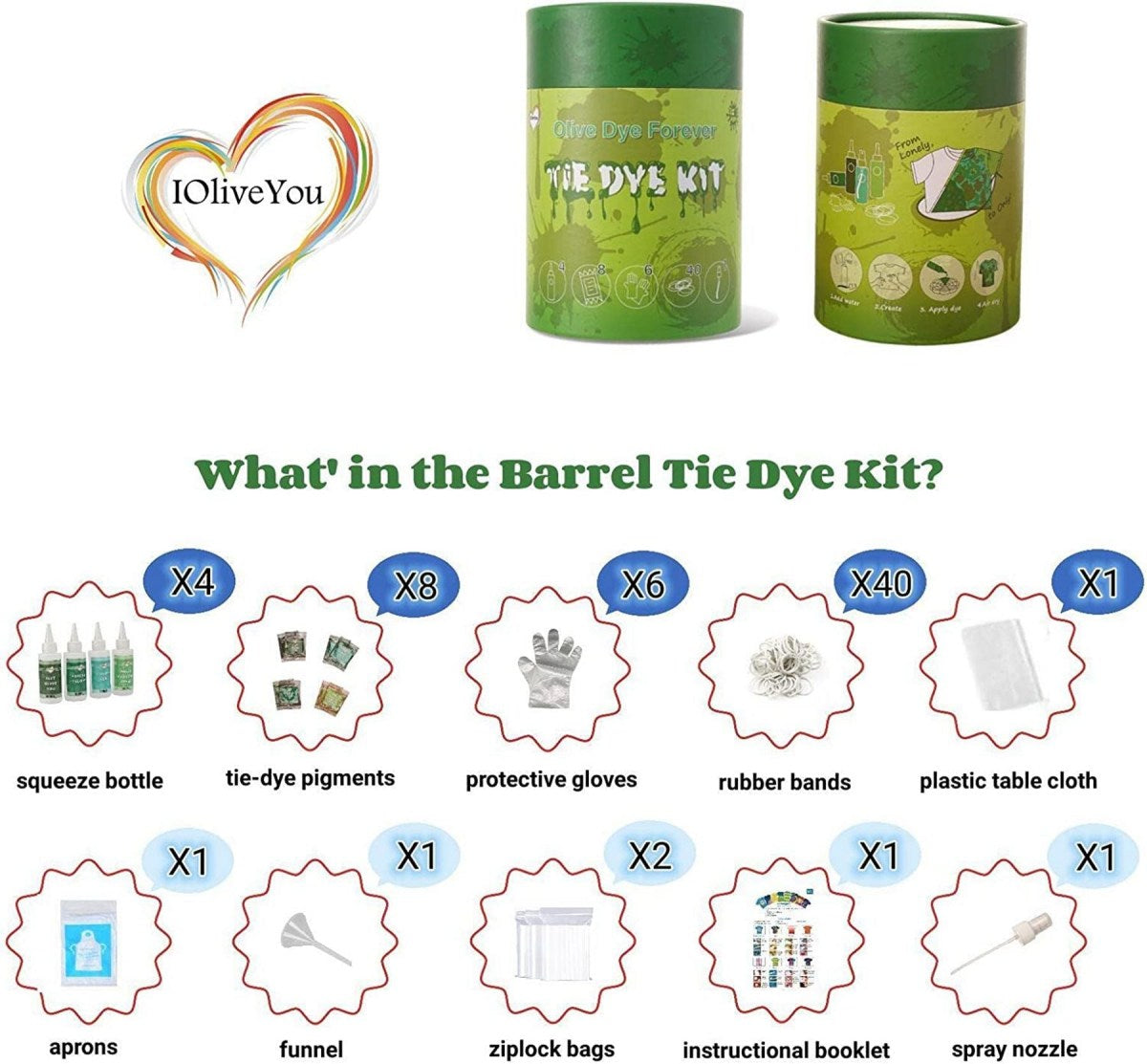 Green Olive Teal Forest Tie Dye Dye | IOliveYou® Tie Dye Kits